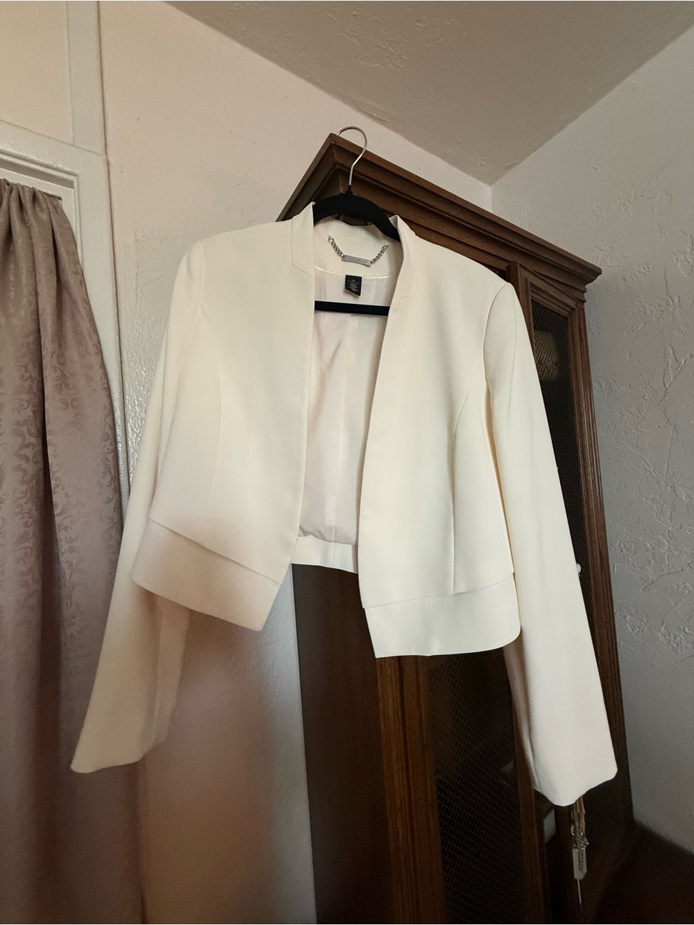 WHBM Cropped Cream Open-Front Women's Blazer Jacket
